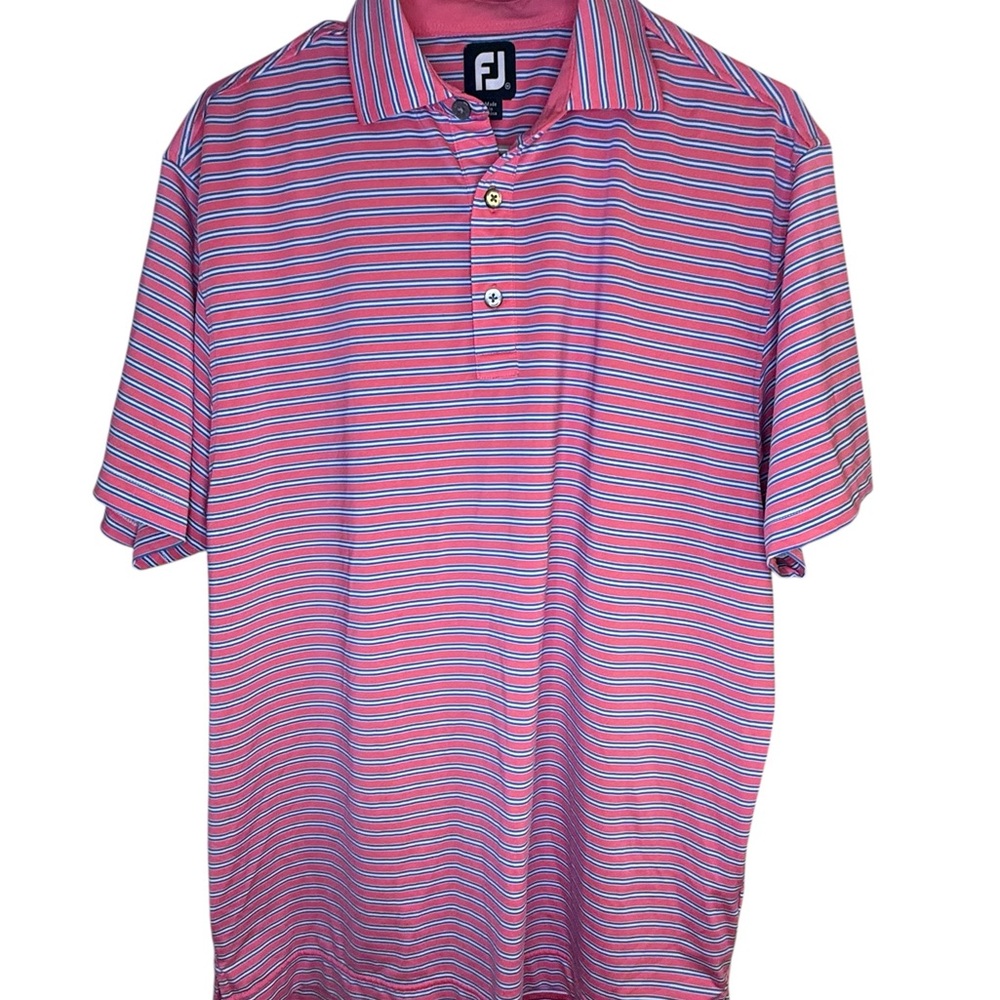 FootJoy Pink Striped Golf Polo Performance Shirt Men’s L